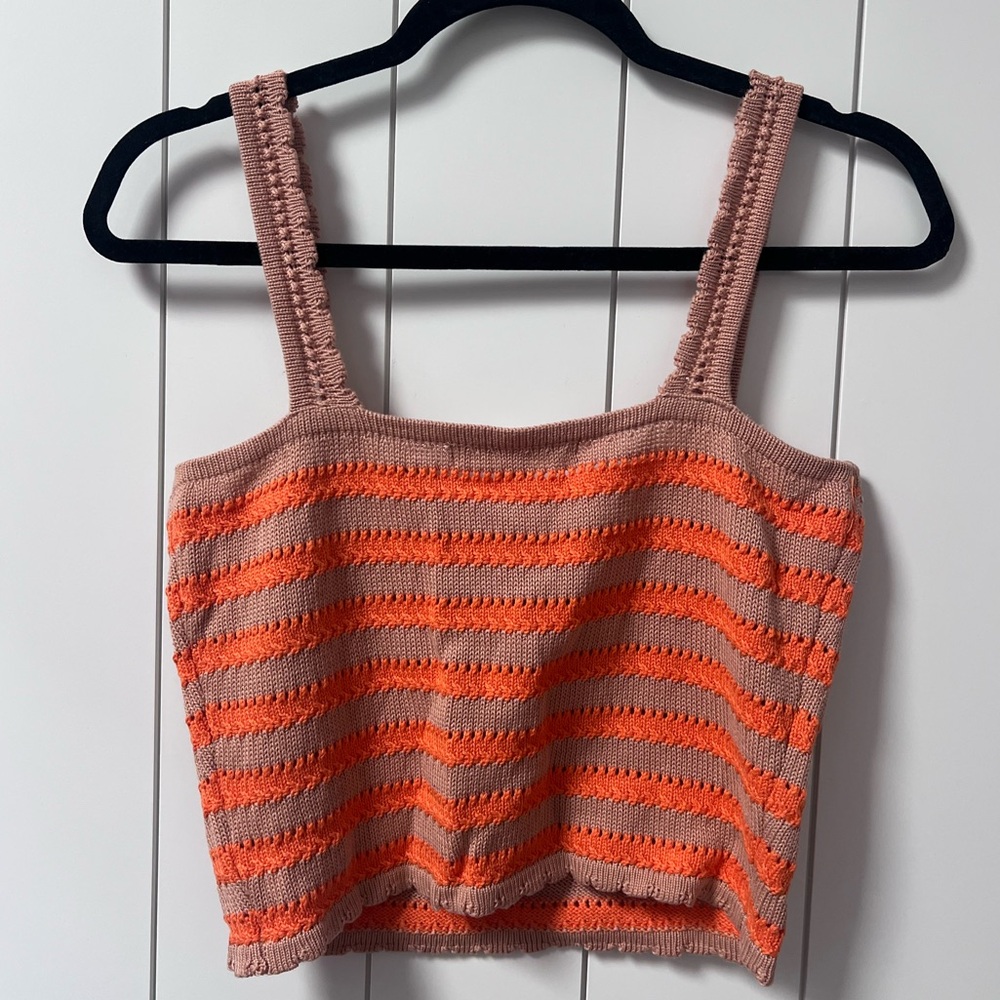 Flat White by Anthropologie Striped Knit Top